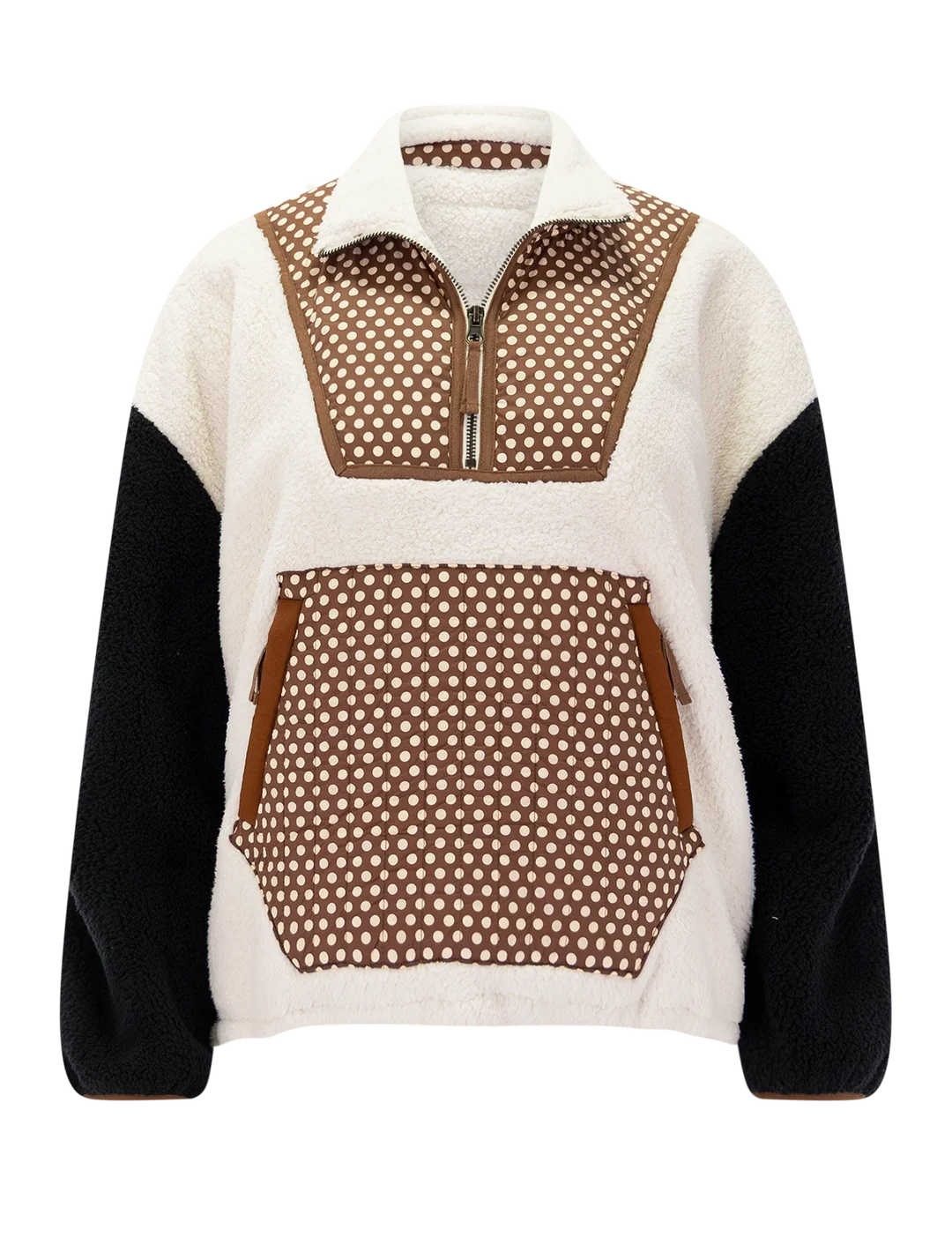 THE PLUSH CROSSWIND PULLOVER - CREAM/CHOCOLATE DOT