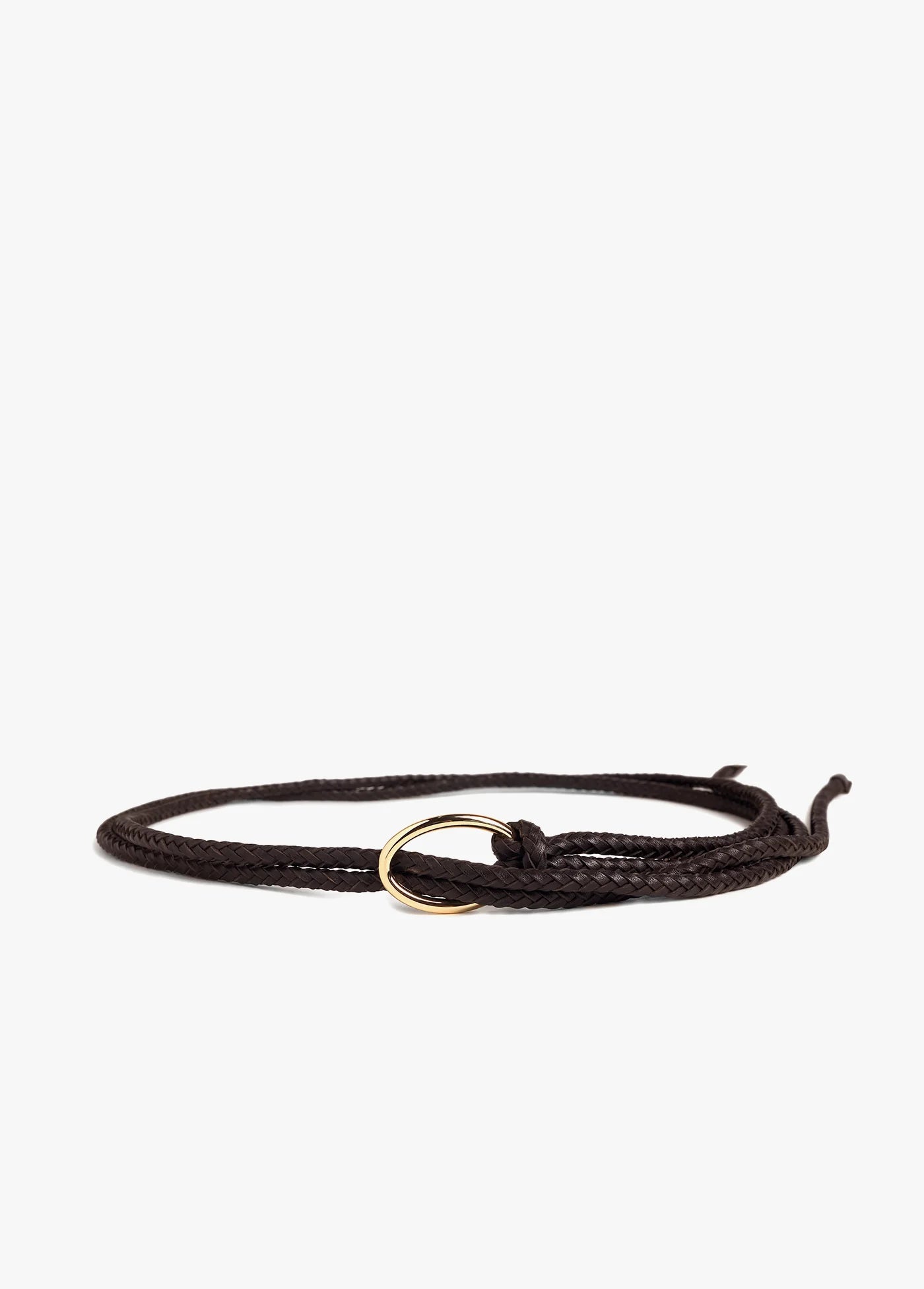 THE WOVEN KNOT BELT - DARK BROWN/POLISHED BRASS