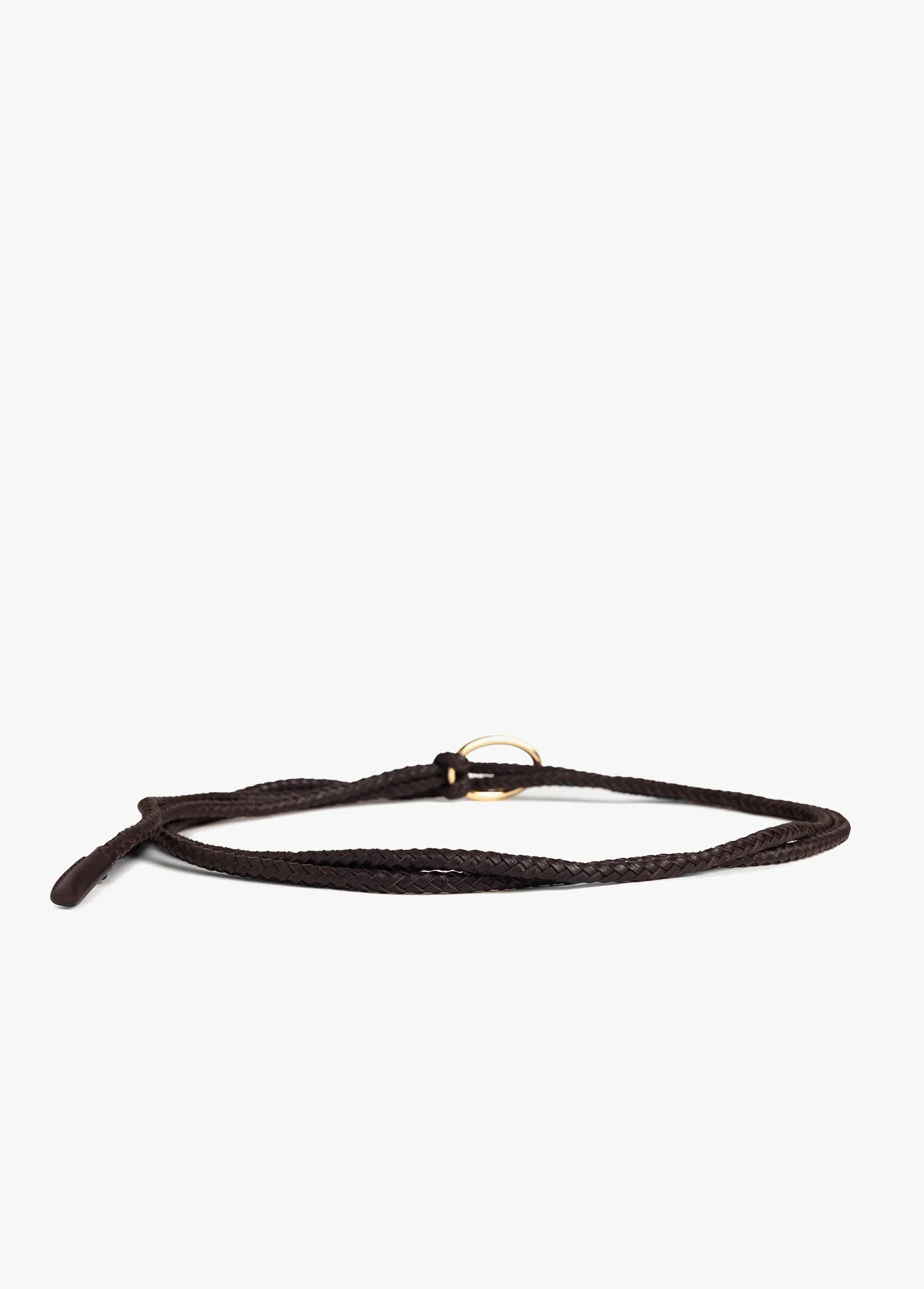 THE WOVEN KNOT BELT - DARK BROWN/POLISHED BRASS