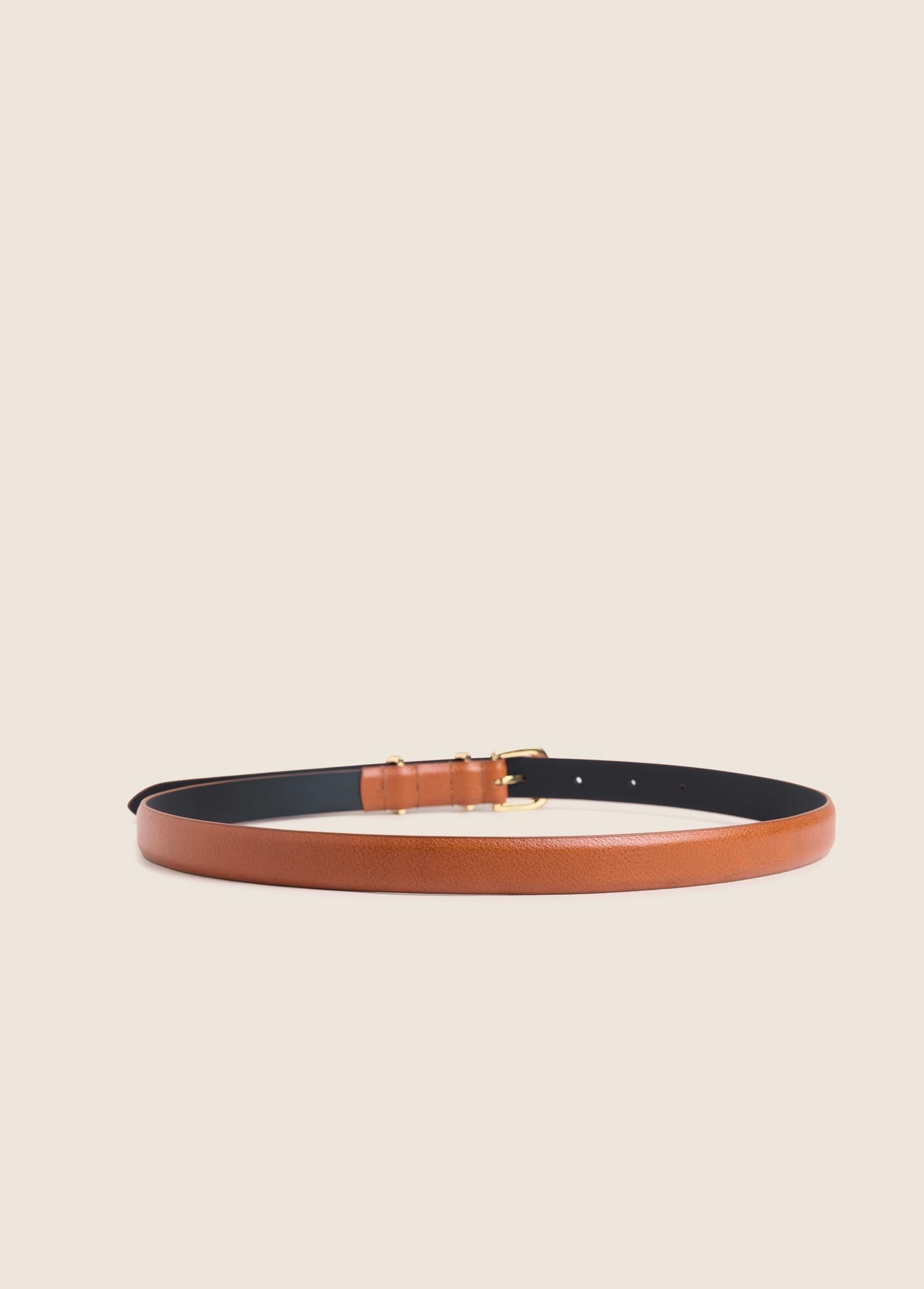 THE SKINNY JORDAN BELT - CAMEL/POLISHED GOLD