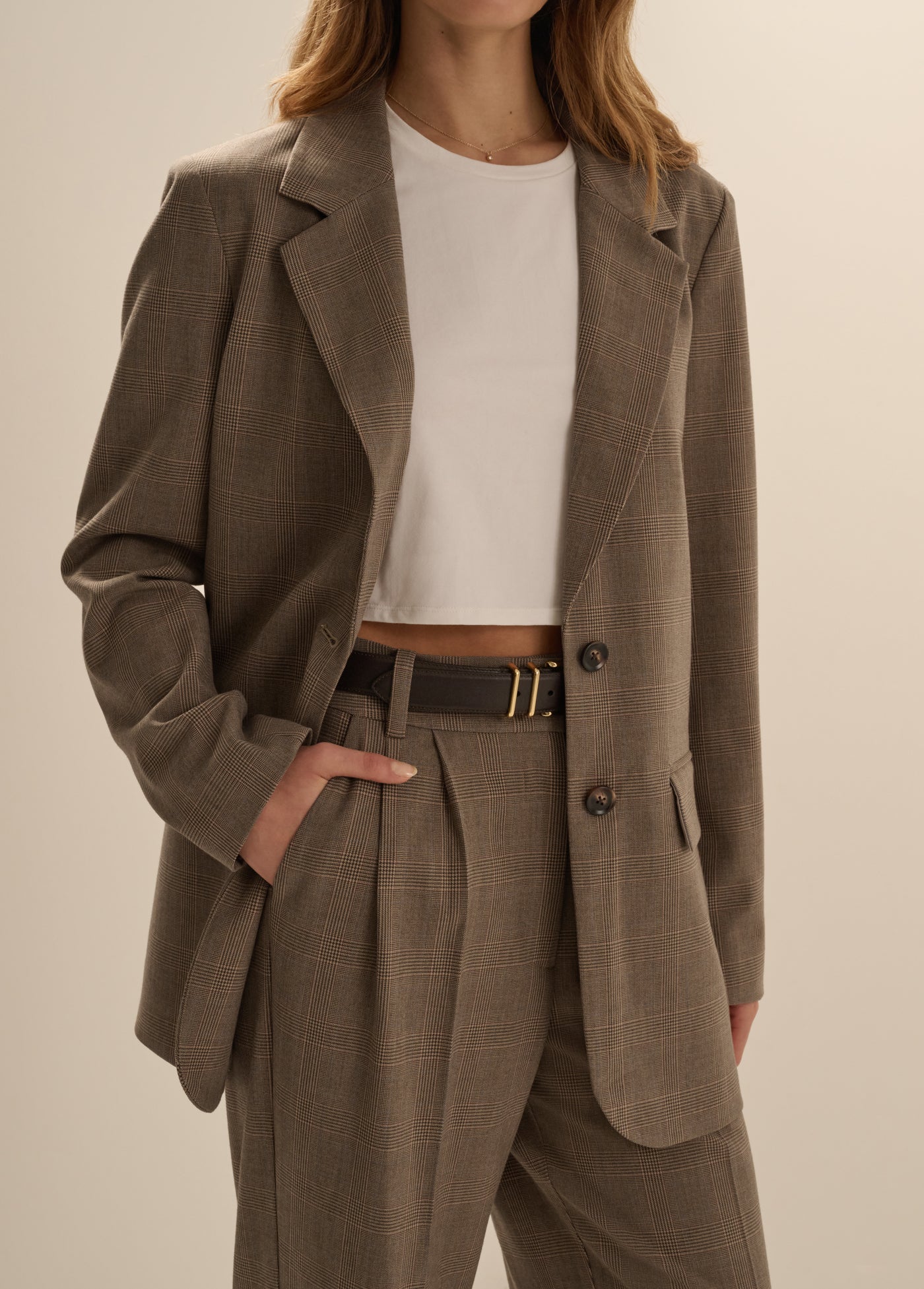 THE FAVORITE OVERSIZED BLAZER - JAVA PLAID