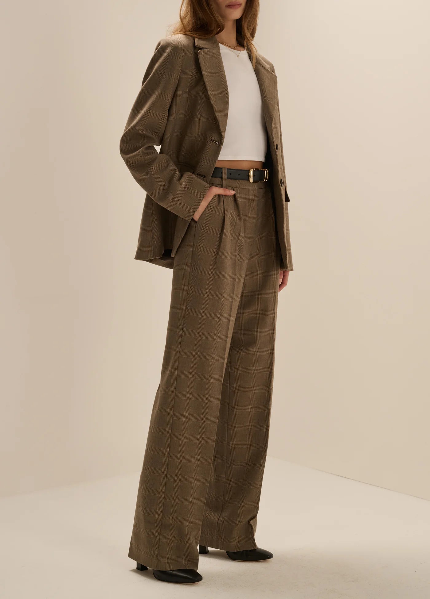 THE FAVORITE OVERSIZED BLAZER - JAVA PLAID