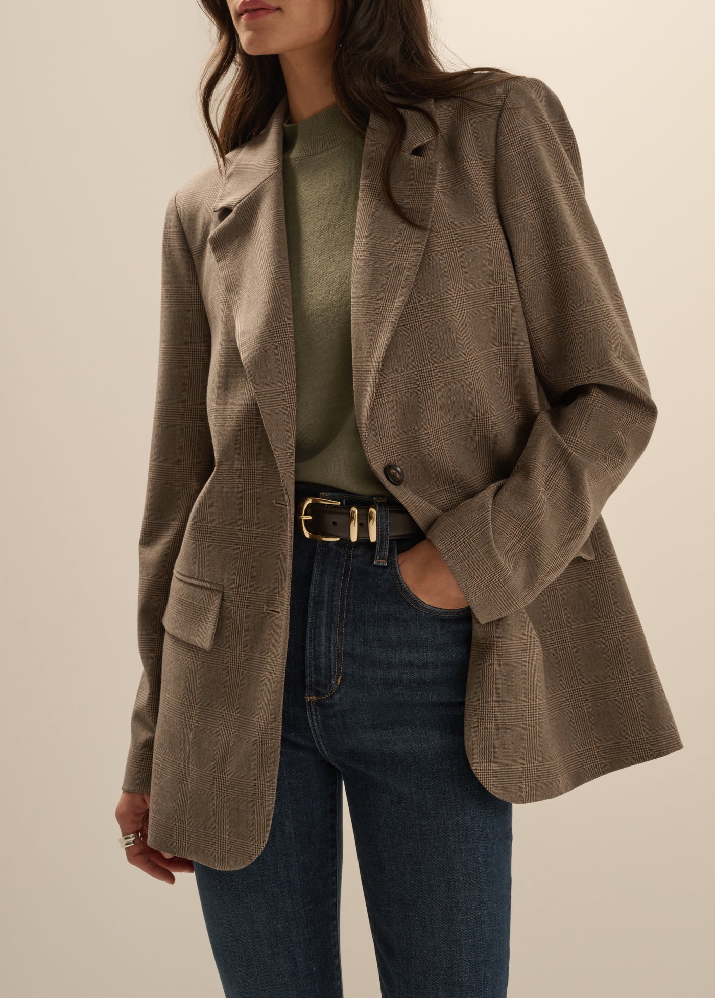 THE FAVORITE OVERSIZED BLAZER - JAVA PLAID