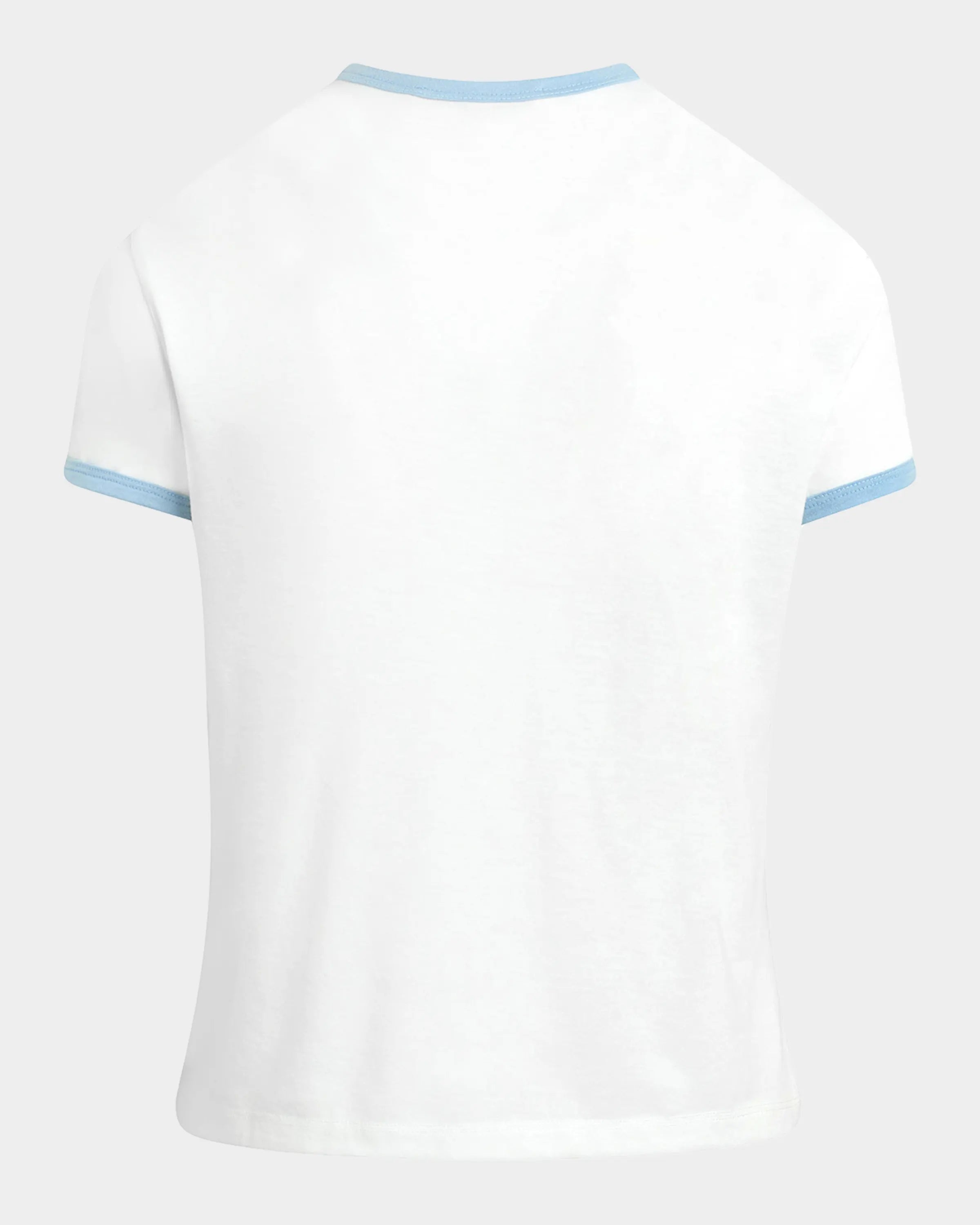 THE COLLEGIATE CHEST LOGO RINGER TEE - WHITE/SEA BLUE