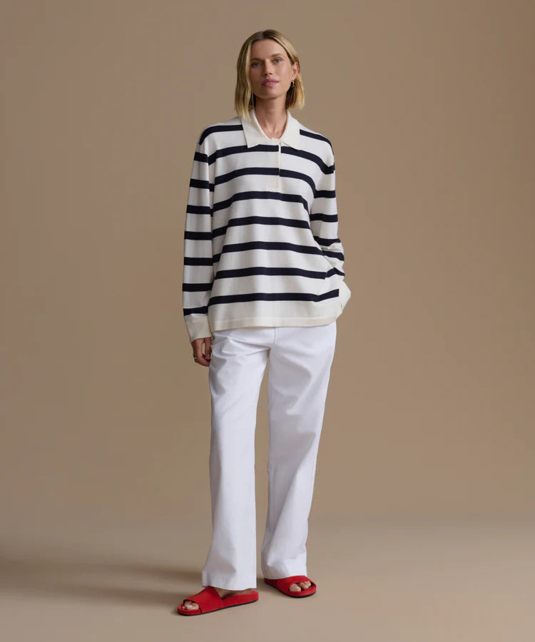 POST PULLOVER - IVORY/NAVY STRIPE