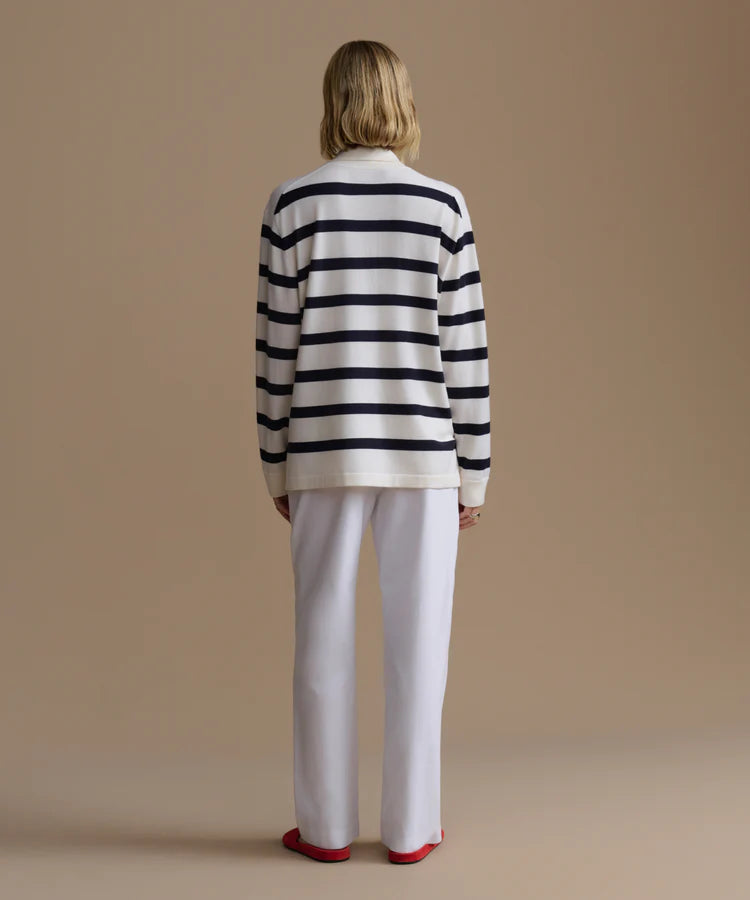 POST PULLOVER - IVORY/NAVY STRIPE