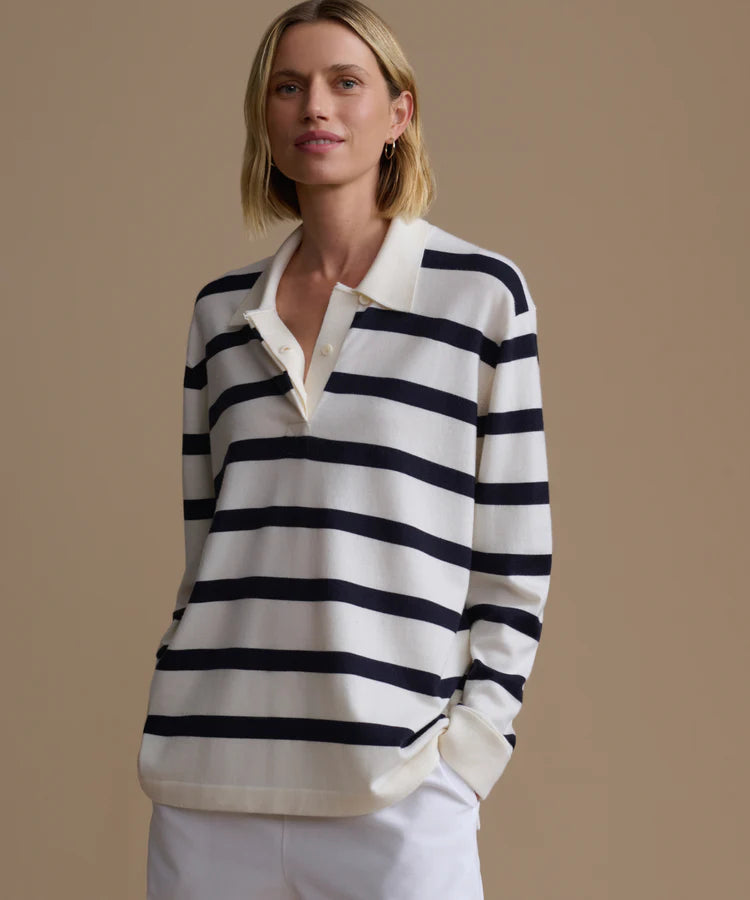 POST PULLOVER - IVORY/NAVY STRIPE