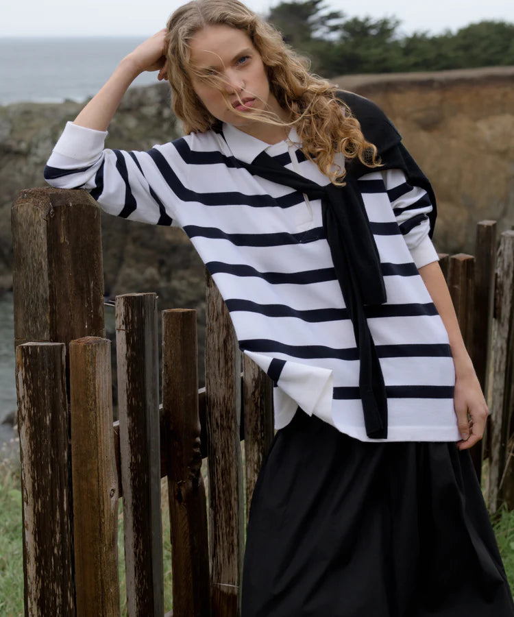 POST PULLOVER - IVORY/NAVY STRIPE