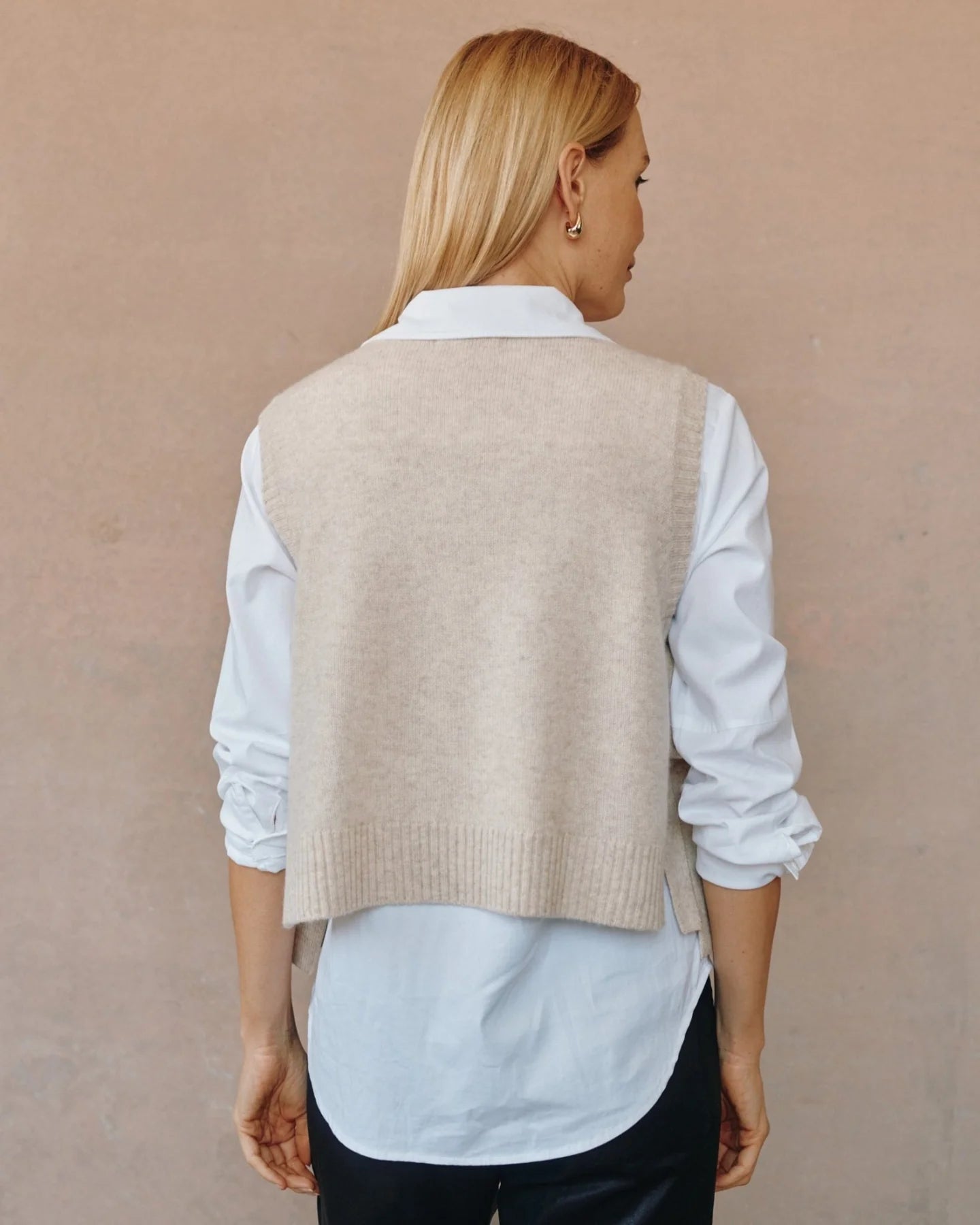 SIDE TIE VEST - IVORY OAT