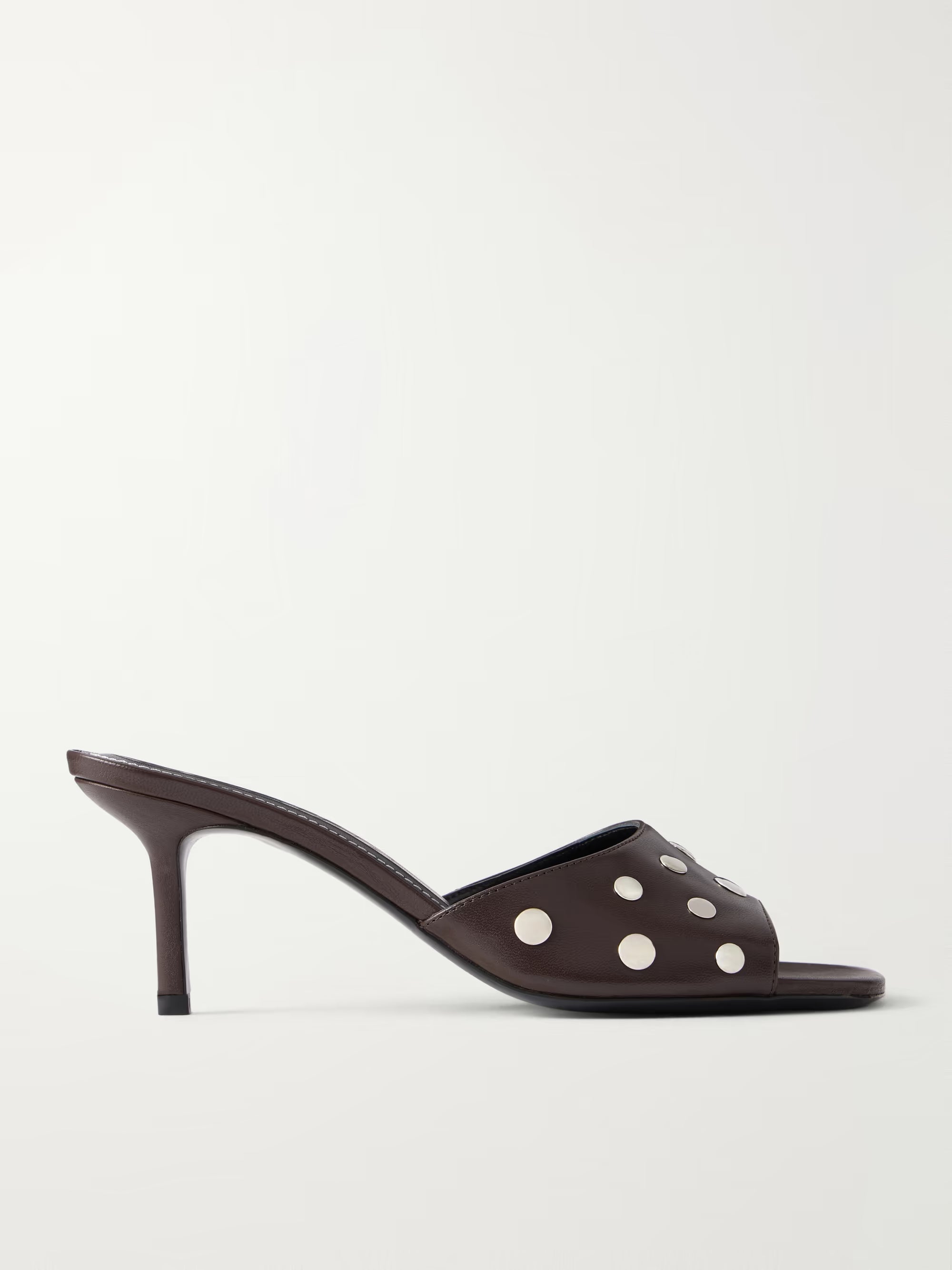 BEA 66 STUDDED LEATHER SANDAL MULE - ESPRESSO