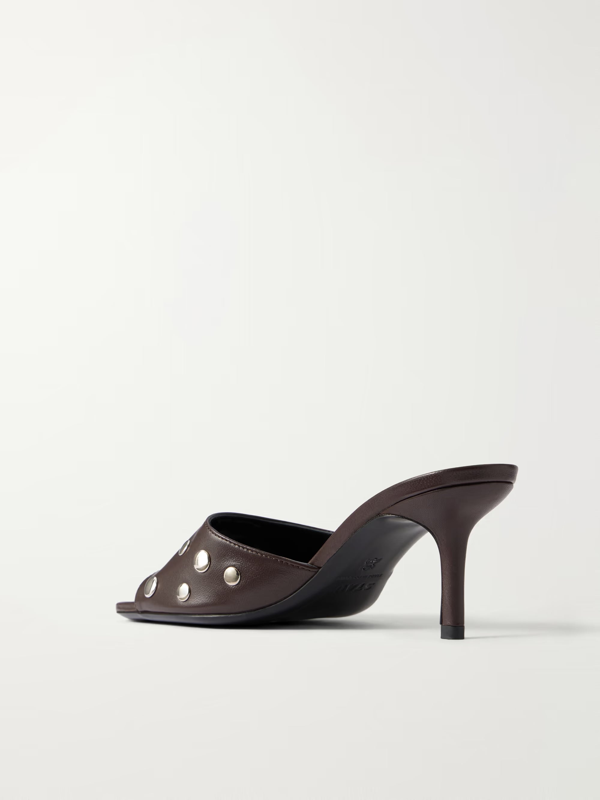 BEA 66 STUDDED LEATHER SANDAL MULE - ESPRESSO