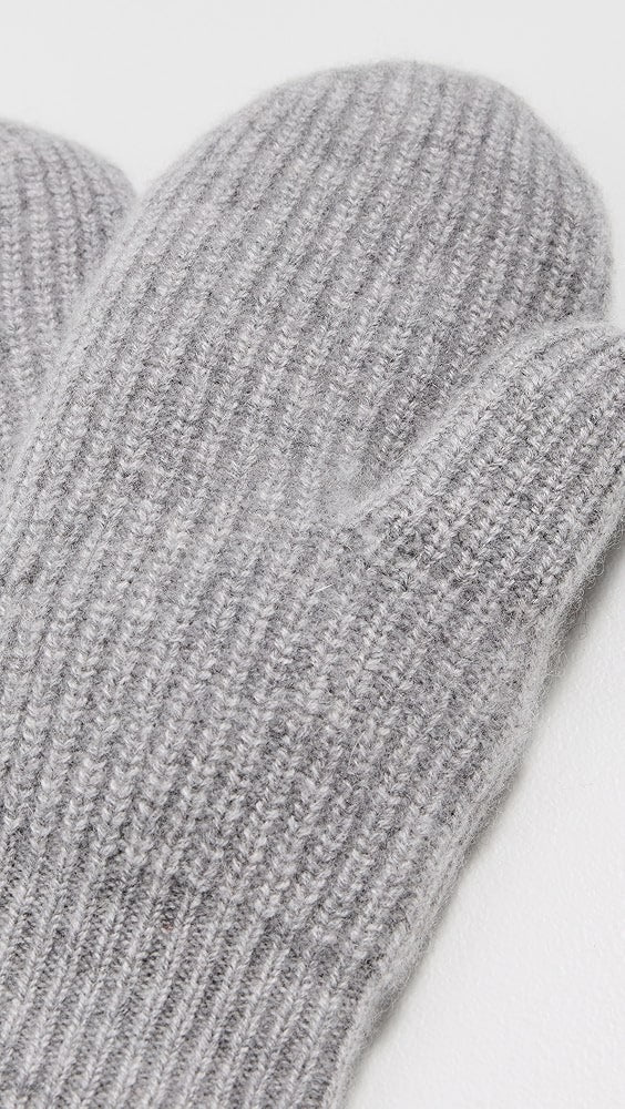 CASHMERE RIBBED MITTENS - HEATHER GREY